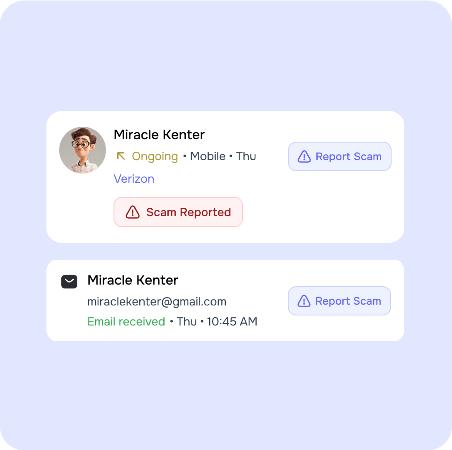 User profile and details screen